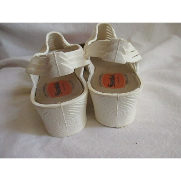 Vintage Womens Sandals 9 US 26 mexico Sandak Molded Rubber White Isabel NOS - Picture 4 of 10